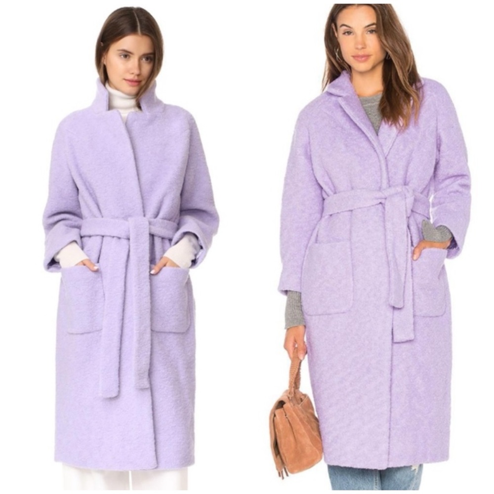 Ganni Fenn Boucle Wrap Coat Lavender